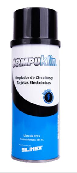 COMPUKLIN LIMPIADOR EN AEROSOL Limpiador de uso interno, formulado para la limpieza y protección de circuitos básicos de equipos electrónicos y de cómputo.