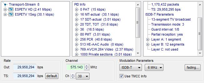 34 Figura 2.3 Áreas de información del TS 2.2.2 Transmisión de TS con el estándar ISDB-Tb Los parámetros de las capas jerárquicas y modulación se configuran en una ventana que aparece al presionar el Botón de Parámetros.