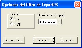 FILTROS DE HOT FOLDERS 66 Utilización del filtro ExportPS El formato ExportPS fue desarrollado por Creo-Scitex como una opción para su flujo de trabajo de impresión Brisque.