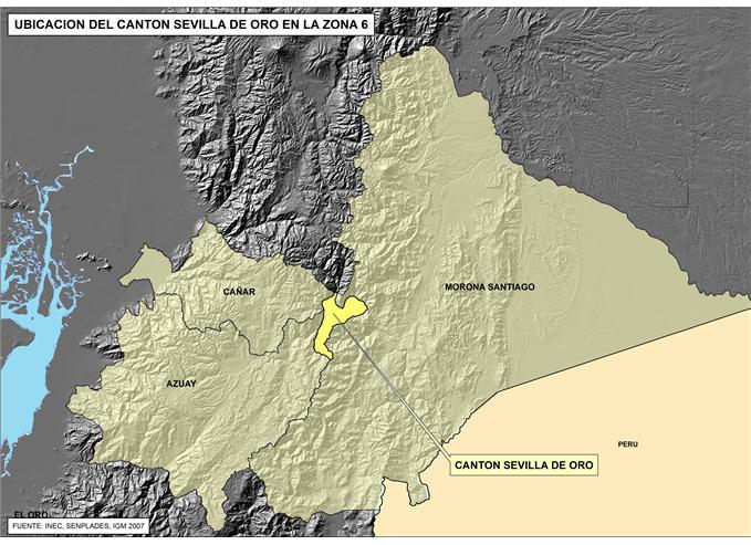 FICHA DE CIFRAS GENERALES CANTÓN Cantón SEVILLA DE ORO, Provincia de AZUAY se encuentra en la Zona 6 de