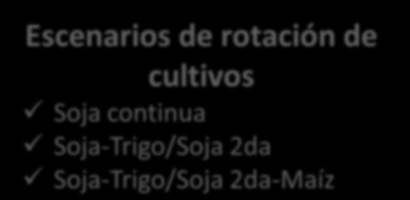Soja-Trigo/Soja 2da Soja-Trigo/Soja 2da-Maíz Escenario Base Año 2011 Soja: 67 % Girasol: 6 % Cereales (trigo y maíz):