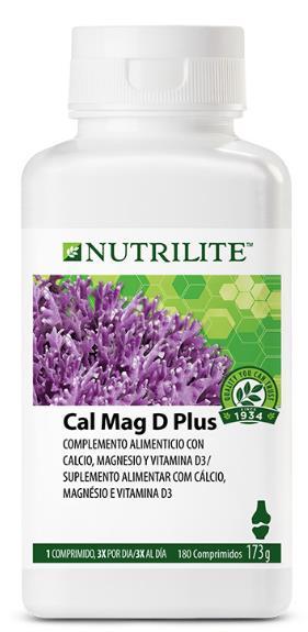 CAL MAG D PLUS Cal Mag D Plus NUTRILITE contiene tres nutrientes naturales: calcio, magnesio y vitamina D. El calcio es necesario para mantener los huesos en una condición adecuada.