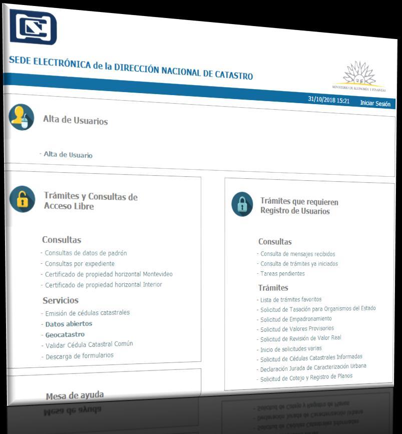2. Experiencias de la Dirección Nacional de Catastro de Uruguay Sede Electrónica Catastro Nacional (2013 2016) Plataforma virtual de