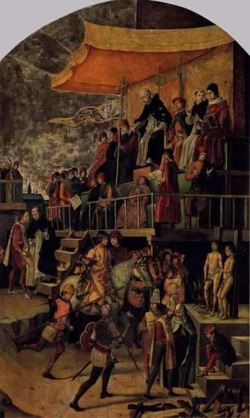 Con las siguientes actuaciones: Sede de la Chancillería de Granada, imagen en Wikipedia, dominio público Auto de fe pintado por Pedro Berruguete en 1475, imagen en Wikimedia Commons, dominio