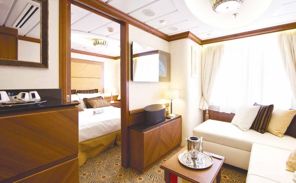 Camarotes Horizon Penthouse Suite con terraza Gran Suite Estas dos opciones de cabina acumulan sofisticación y