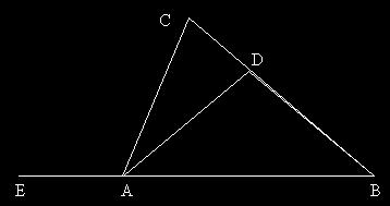 7) En el triángulo ABC de la figura, AD es bisectriz del ángulo BAC, EAC =100º y ABC = 60º Entonces el ADC mide?
