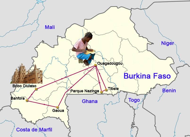 BURKINA 16 días Al llegar a Ouaga, nos damos cuenta de que no es una ciudad muy grande, pero es muy bulliciosa y alegre. Este es nuestro primer contacto con Burkina Faso.
