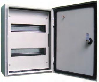 Envolventes modulares estancas metálicas Puerta opaca - Color RAL 7035 - Cuerpo y puerta fabricado en hoja de acero de 1.2 y 1.5 mm. - Incluye placa de montaje de acero galvanizado de 2.