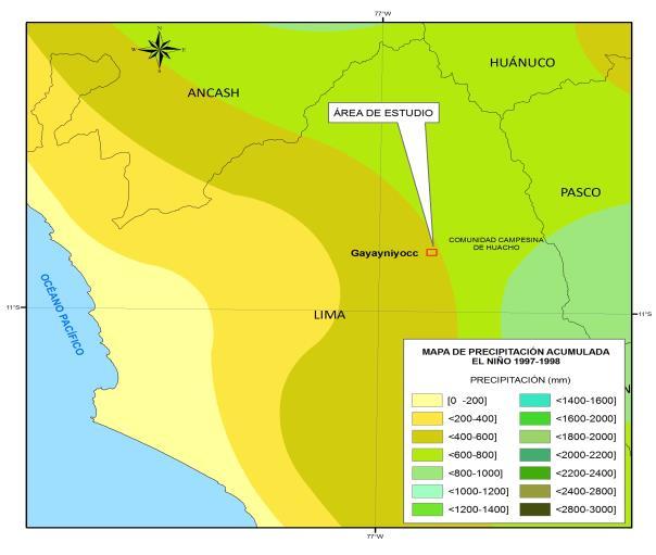 2.2 PRECIPITACIONES PLUVIALES El clima en el área geográfica donde se ubica la comunidad campesina de Huacho, basado en el mapa de Clasificación Climática del Perú (SENAMHI, 1988), corresponde a una