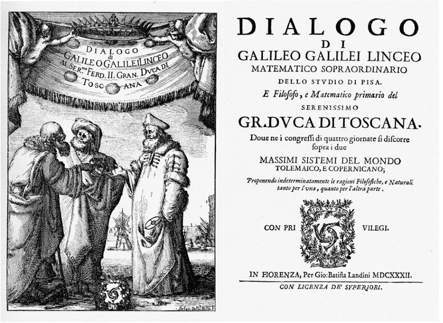 Galileo Galilei En el Dialogo sopra i Massimi Sistemi del Mondo Galileo expone sus opiniones sobre los sistemas Tolemaico y Copernicano, como si fuera un dialogo entre tres personajes