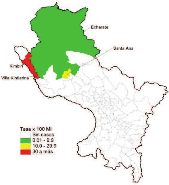 Dengue en el departamento de Cusco Número de casos de dengue, 2013 2018* Incidencia en la SE