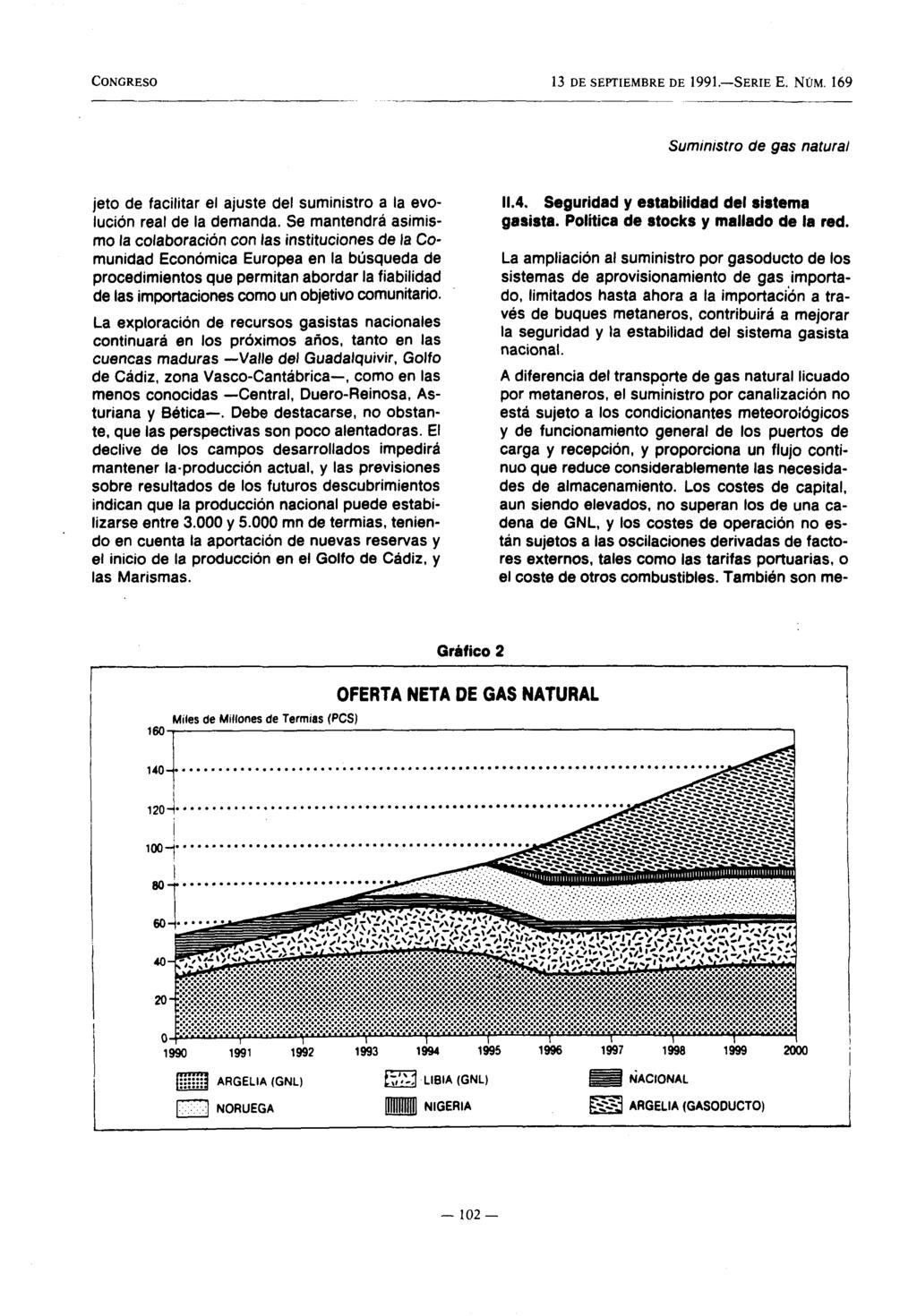 CONGRESO 13 DE SEPTIEMBRE DE 1991.-SERIE E. NÚM. 1 69 Suministro de gas natural jeto de facilitar el ajuste del suministro a la evolución real de la demanda.