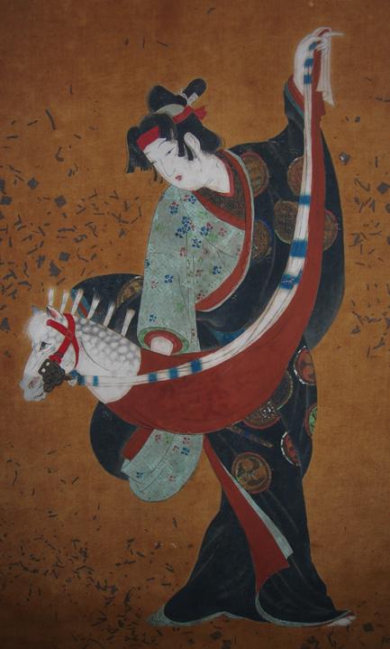 La danza del caballito Kakejiku seda 149 x 30 cm.