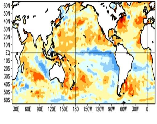 Anomalía de temperatura de la superficie del mar en la región Niño 3.