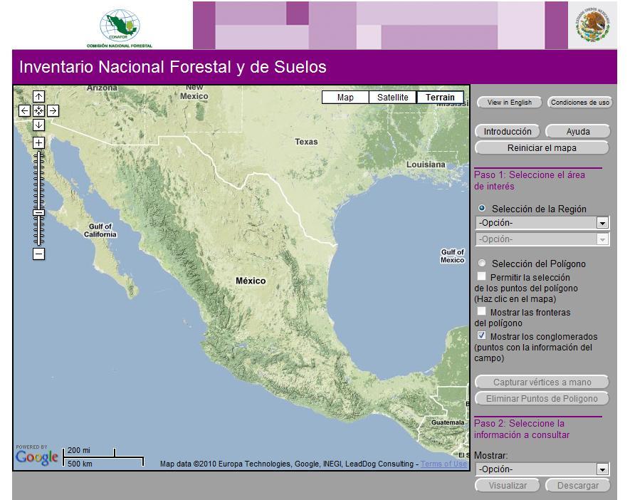 Aplicación web para consulta del INFyS Sistema de consulta del Inventario Nacional Forestal y de Suelos en la plataforma de Google.