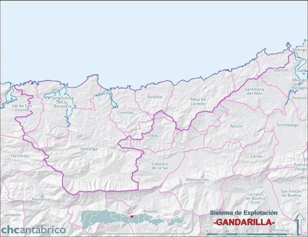 1. Localización El Sistema de Explotación del Gandarilla ocupa una superficie de 204,960 kilómetros cuadrados,