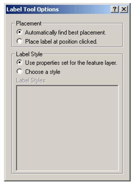 Este cuadro de diálogo permite al usuario elegir la posición de etiquetado o permitir a ArcMap para elegir la posición.