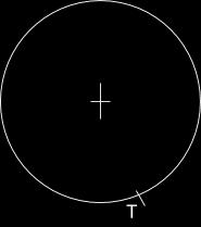 Exercici 5: Troba dues circumferències de 3 cm de radi tangents a la circumferència donada en el punt de tangència T.