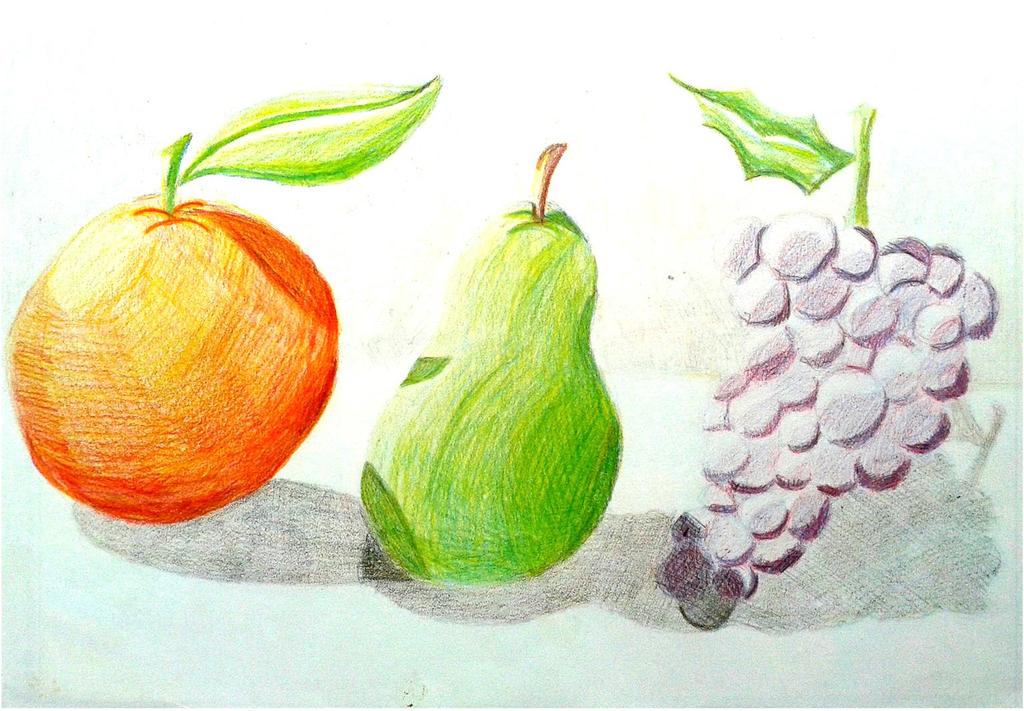 2. Tècniques de Pintura. Dibuixa i pinta un bodego de fruites. Aconsegueix tots els colors necessaris a partir de la mescla dels colors primaris.