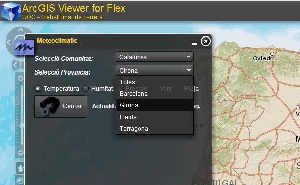 6.2 Implementació del widget Com es pot veure en aquest arxiu de configuració, l abast d aquest projecte es redueix a les províncies catalanes en lo referent a possibilitats de filtratge i selecció