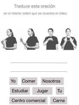 Código: translate-video Fuente: Duolingo Descripción: Muestra a video describiendo una oración y diferentes palabras en español,