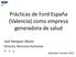Prácticas de Ford España (Valencia) como empresa generadora de salud. José Abargues Morán Director, Recursos Humanos