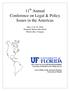 11 th Annual Conference on Legal & Policy Issues in the Americas