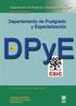 Departamento de Postgrado y Especialización (DPE) Plan Estratégico
