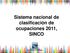 Sistema nacional de clasificación de ocupaciones 2011, SINCO