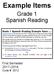 Example Items. Grade 1 Spanish Reading