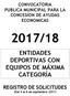 CONVOCATORIA PUBLICA MUNICIPAL PARA LA CONCESION DE AYUDAS ECONOMICAS 2017/18 ENTIDADES DEPORTIVAS CON EQUIPOS DE MÁXIMA CATEGORÍA