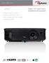 H114. Bright, HD ready home entertainment projector. HD Ready 3400 ANSI Lumens. Exceptional colour accuracy - Rec709