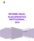 Informe de Ejecución Presupuestaria II Trimestre 2016 INFORME ANUAL PLAN OPERATIVO INSTITUCIONAL 2016