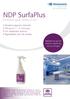 NDP SurfaPlus. Producto spray ready-to-use. Amplio espectro biocida Eficaz en 1 5 minutos Sin aldehídos tóxicos Agradable olor de canela