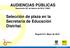AUDIENCIAS PÚBLICAS Resolución 207 de febrero de CNSC. Selección de plaza en la Secretaría de Educación Distrital. Bogotá D.C.