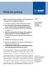 Nota de prensa. BASF: aumento de los beneficios y los volúmenes en el negocio de los productos químicos