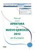 APERTURA. NUEVO EJERCICIO 2012 en Eurowin