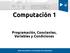 Computación 1. Programación, Constantes, Variables y Condiciones