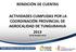RENDICIÓN DE CUENTAS ACTIVIDADES CUMPLIDAS POR LA COORDINACIÓN PROVINCIAL DE AGROCALIDAD DE TUNGURAHUA DE MARZO 2014