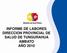INFORME DE LABORES DIRECCION PROVINCIAL DE SALUD DE TUNGURAHUA AMBATO AÑO 2010