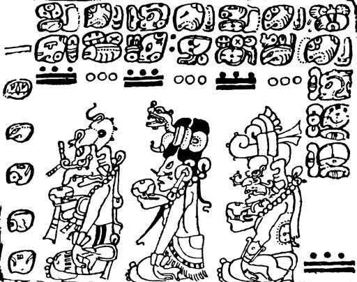 retórica de la imagen y la palabra en los códices mayas Figura 8. Sección b de la página 22 del Códice de Dresde. Dibujo de Carlos A. Villacorta. Tomado de José Antonio Villacorta C. y Carlos A.
