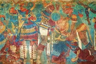 Cacaxtla y el azul de los mayas Figura 1.55 Se destaca el momento en el que un guerrero de Cacaxtla somete a un enemigo ya sangrante por la contienda.
