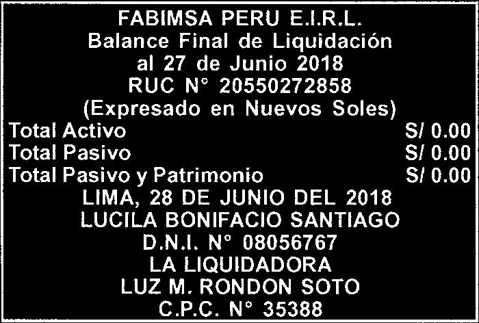 Lima, sábado 30 de junio de 2018 I EL PERUANO Ante la ORLIMA-RENIEC con fecha 31/01/2018 la Sra. ANA KARINA VEGA REAL, con DNI N 40653039 mediante Exp.