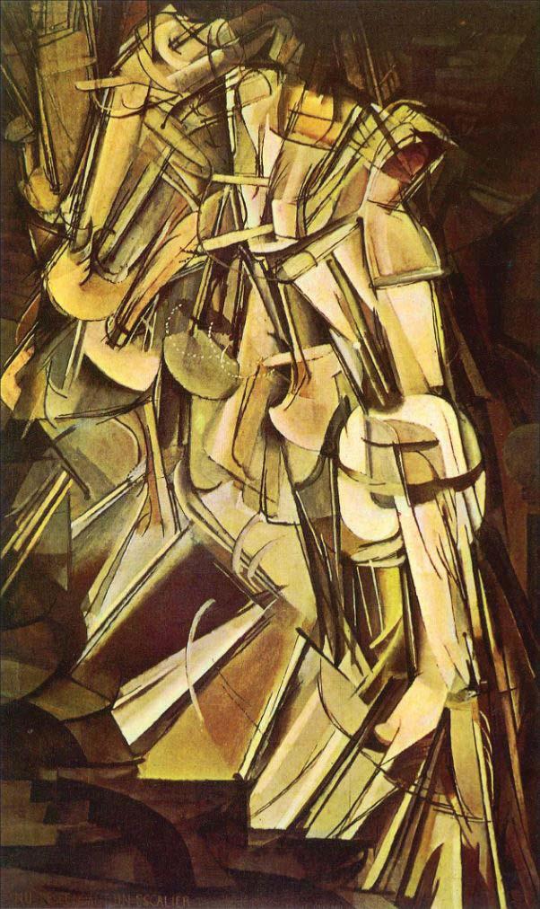 Futurismo, el tiempo en movimiento En Un descendant un escalier nº2 de Marcel Duchamp, nos muestra en una sola imagen una secuencia de movimientos que es al mismo empo una secuencia temporal, la
