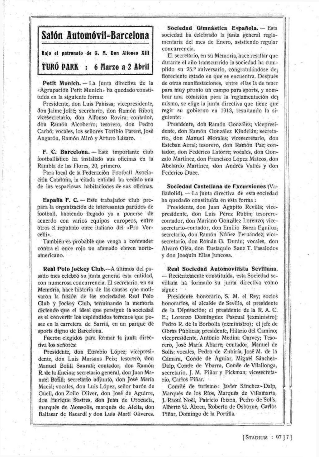 Salón Automóvil-Barcelona Bajo el palronato de S. H. Don Alfonso XIII TURÓ PflRR : 6 Marzo a 2 Abril Petit Munich.