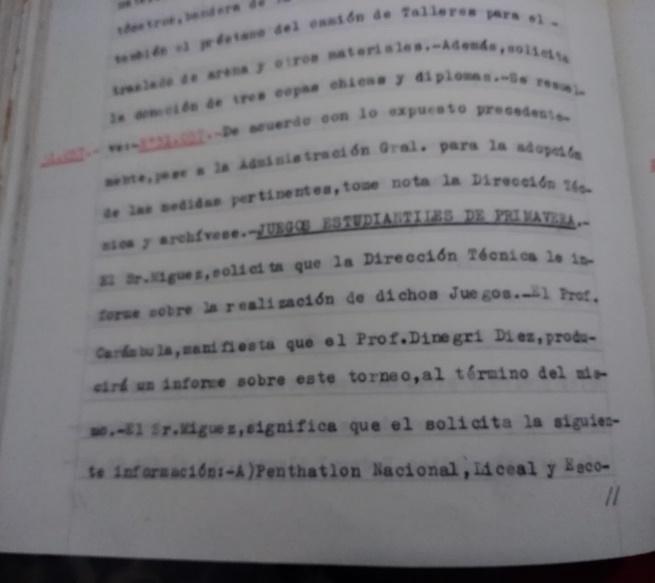 CNEF - Resolución Nº 31.058 - pedido de informe. 16.10.69 Culminado el evento, el directivo Sr. Miguez solicita informe sobre lo realizado.