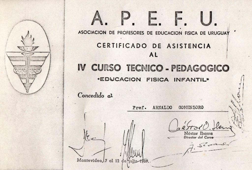 II.1.2 - Primer curso de handball organizado por la CNEF y APEFU en 1969 En el año 1969, la Asociación de Profesores de Educación Física del Uruguay (APEFU), organiza el IV Curso Técnico pedagógico