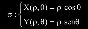 .5.. Cmio e coorens en integrles oles. Coorens polres Consieremos: cos sen (, ) Es ecir qe: (, ) cos sen Y () sen con > + cos pr qe l plicción se no no.