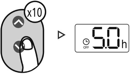 Presione varias veces el botón para subir o bajar la temperatura y configure el tiempo deseado después del cual se encenderá la unidad.