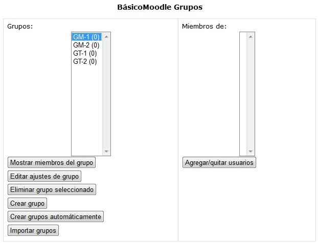 Trabajar con grupos. Manual de Moodle 2 Generar el grupo con el botón Crear grupo.
